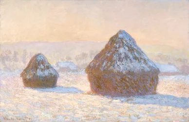 Montones de trigo, efecto de nieve, mañana